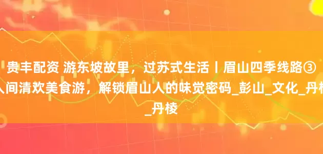 贵丰配资 游东坡故里，过苏式生活丨眉山四季线路③人间清欢美食游，解锁眉山人的味觉密码_彭山_文化_丹棱